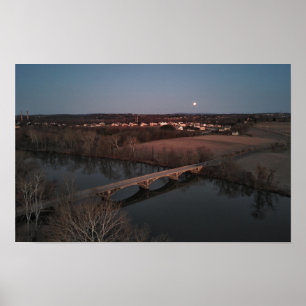 Black Sten Bridge Full Moon Poster
