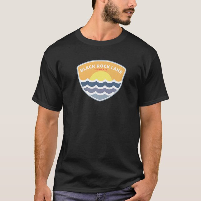 Black Sten Sjö Georgia Ga Sunset Vacation Souveni T Shirt (Framsida)