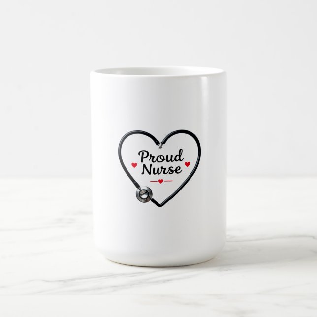  Black Stethoscope Forming Heart Shape with “Proud Kaffemugg (Center)