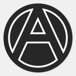 Black Sticker Circle Brev A Runt Klistermärke