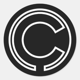Black Sticker Circle Brev C Runt Klistermärke