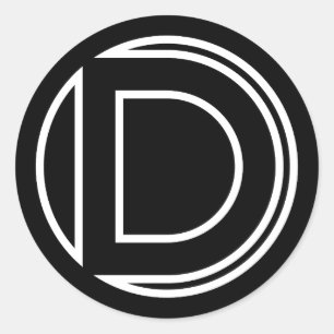 Black Sticker Circle Brev D Runt Klistermärke