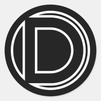 Black Sticker Circle Brev D Runt Klistermärke