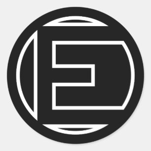 Black Sticker Circle Brev E Runt Klistermärke