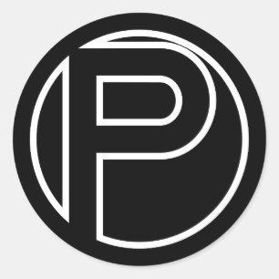 Black Sticker Circle Brev P Runt Klistermärke