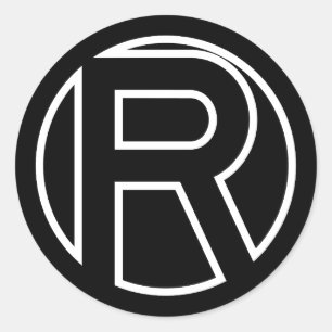 Black Sticker Circle Brev R Runt Klistermärke