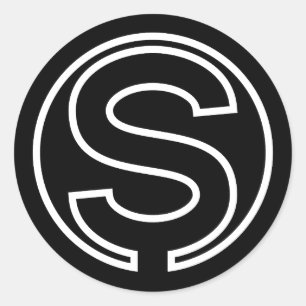 Black Sticker Circle Brev S Runt Klistermärke
