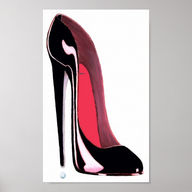 Black Stiletto High Heel Shoe Art Poster (Framsidan)