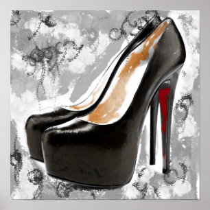 Black Stiletto Red Grund Heels Poster