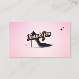 Black Stiletto Shoe High Heel Glamous Tack Visitkort