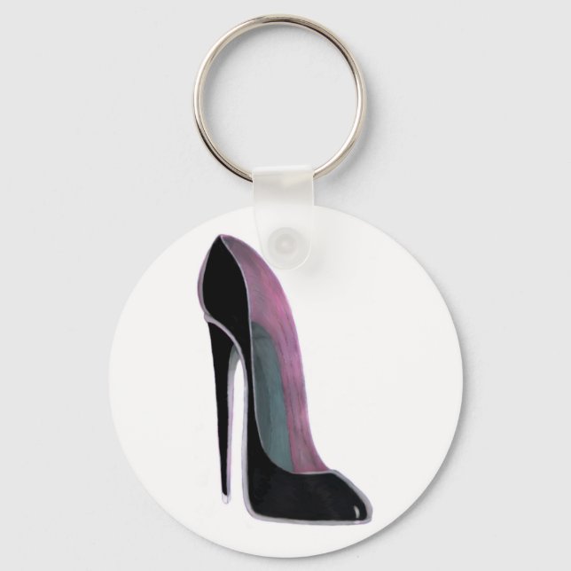 Black Stiletto Shoe Keychain Nyckelring (Framsida)