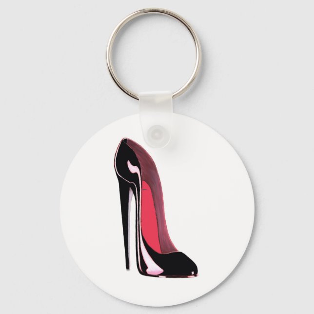 Black Stiletto Shoe Nyckelring (Framsida)