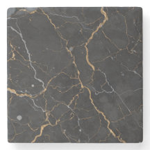 Black Stone med Guld och Silver Veins