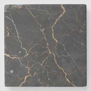 Black Stone med Guld och Silver Veins Stenunderlägg