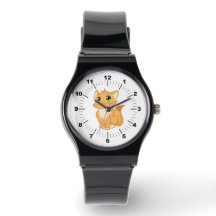 Black Strap Watch - Cute Cat