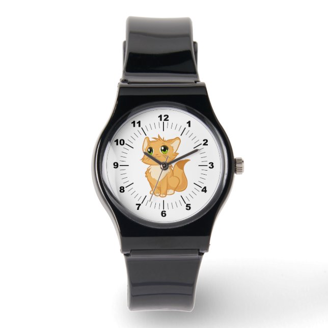 Black Strap Watch - Cute Cat Armbandsur (Framsida)