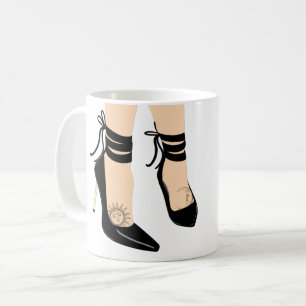 Black Strappy Högklackar Sol Måne Girly Chic Kaffemugg