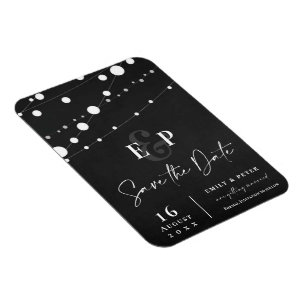 Black String Ljus Monogram Bröllop spara datum Magnet