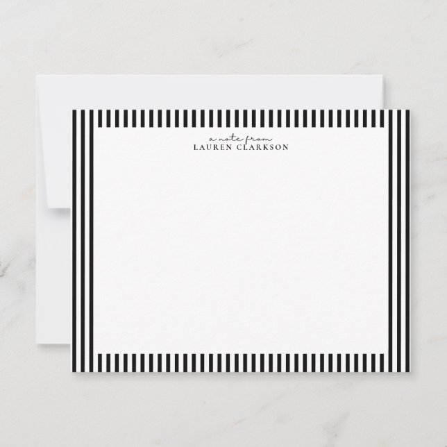Black Stripe Border Note Card Inbjudningar (Framsida)
