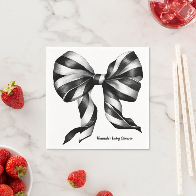 Black Stripe Bow Personlig Preppy Napkin Pappersservett (Insitu)