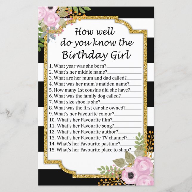 Black Stripe Hur bra vet du att du är födelsetalfl (Framsida)