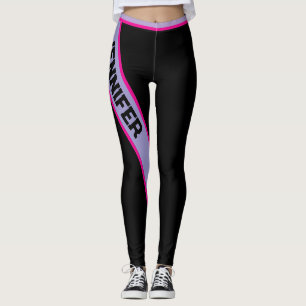 Black Stripe Lilac Rosa Template DIY Exercise Gym Leggings