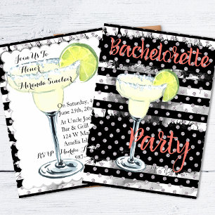 Black Stripe Margarita Bachelorette Party Inbjudningar