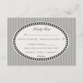 Black Striped Harlequin Pattern Wedding RSVP Tilläggskort