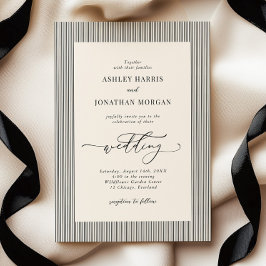 Black Stripes Old Money Wedding Invitation Inbjudningar