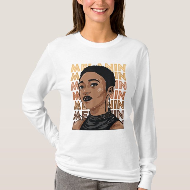 Black Strong Girl Afro Kärlek Melanin African Amer T Shirt (Framsida)