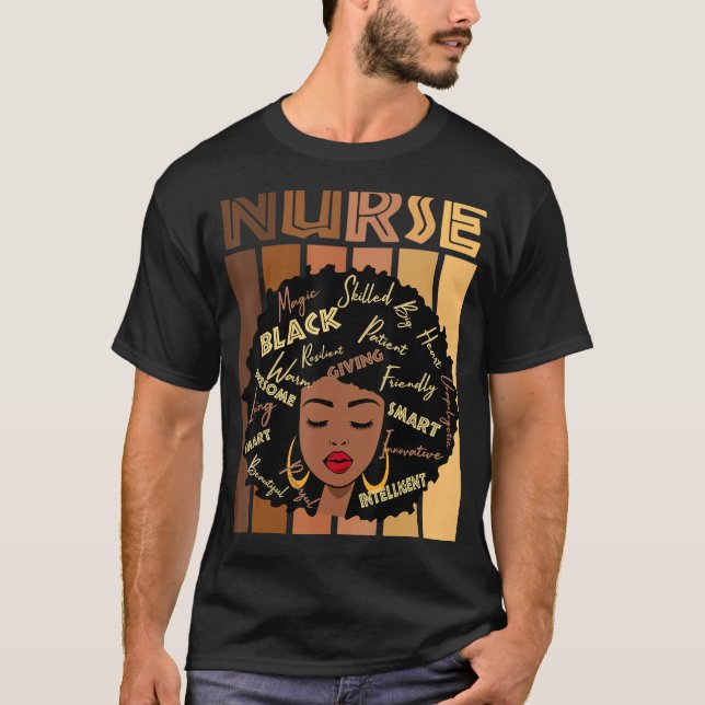 Black Strong Nurse Afro Kärlek Melanin African Ame T Shirt (Framsida)