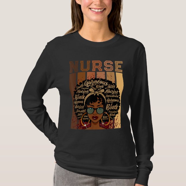Black Strong Nurse Afro Kärlek Melanin African Ame T Shirt (Framsida)