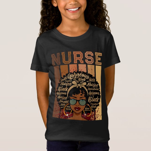 Black Strong Nurse Afro Kärlek Melanin African Ame T Shirt (Framsida)