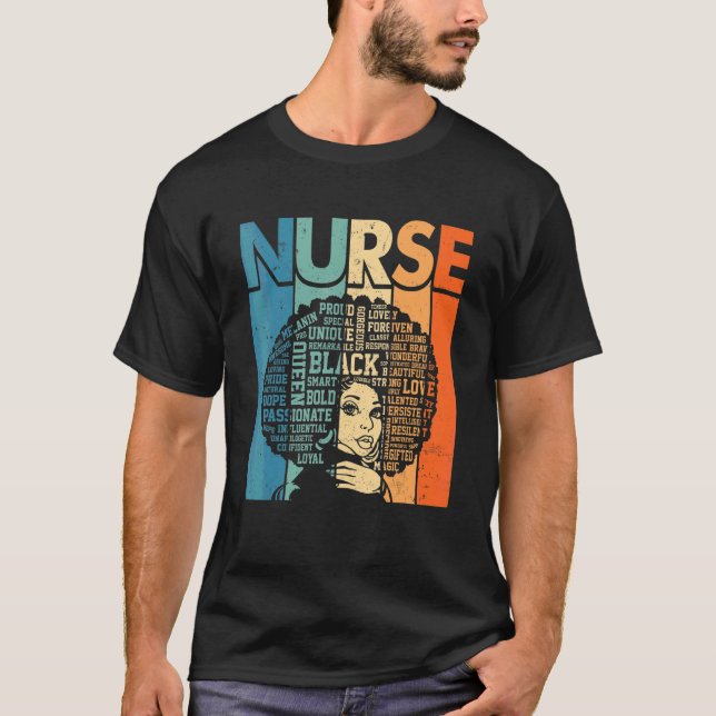 Black Strong Nurse Afro Kärlek Melanin African Ame T Shirt (Framsida)