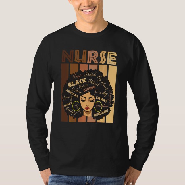 Black Strong Nurse Afro Kärlek Melanin African Ame T Shirt (Framsida)