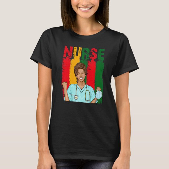 Black Strong Nurse Afro Kärlek Melanin African Ame T Shirt (Framsida)