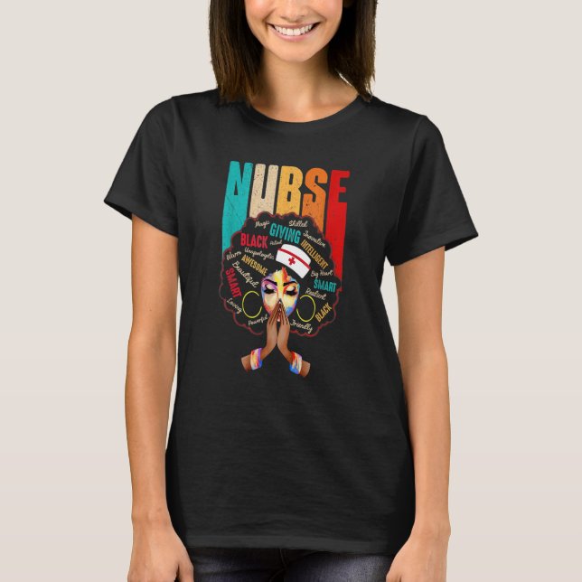 Black Strong Nurse Afro Love Melanin African Ameri T Shirt (Framsida)