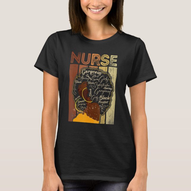 Black Strong Nurse Afro Love Melanin African Ameri T Shirt (Framsida)