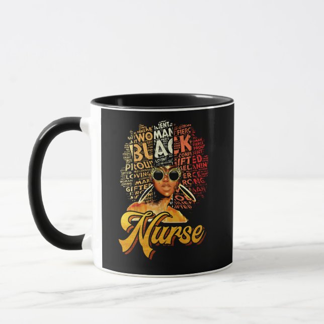 Black Strong Nurse Afro Melanin African American Mugg (Vänster)
