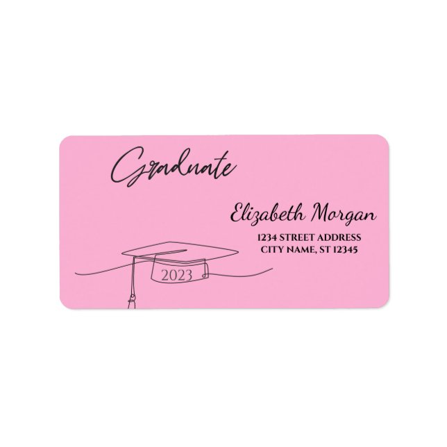 Black Student Cap Rosa Adressetikett (Framsidan)