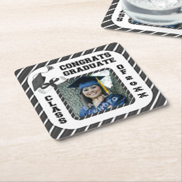 Black Studenten Student School Party Underlägg Papper Kvadrat