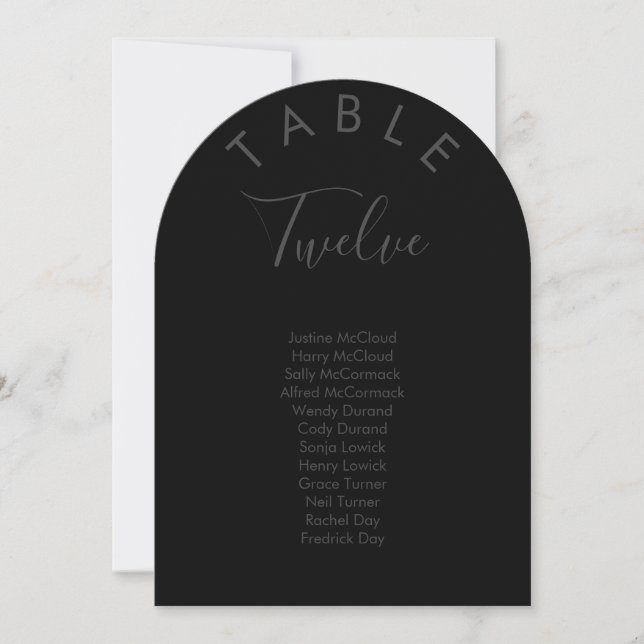 Black Stylish Arched Black Guest Seating Chart Inbjudningar (Framsida)