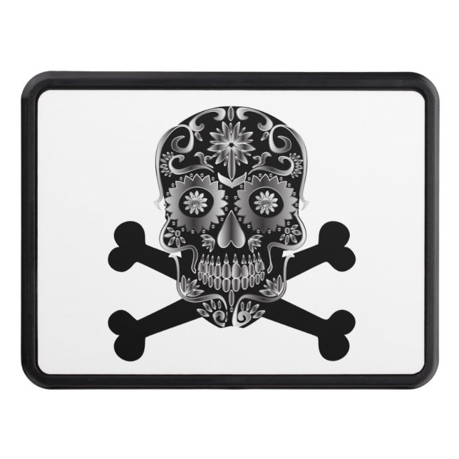 Black Sugar Skull Day of the dead Skull Crossbone Dragkroksskydd (Framsidan)