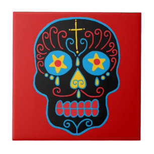 Black Sugar Skull Kakelplatta