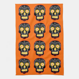 Black Sugar Skull Kökshandduk