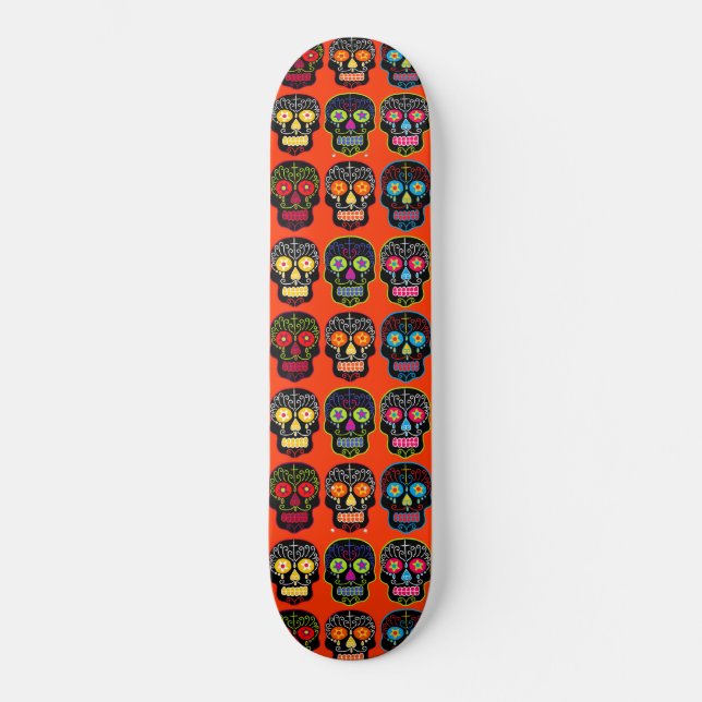 Black Sugar Skull Skateboard Bräda 20 Cm (Framsida)
