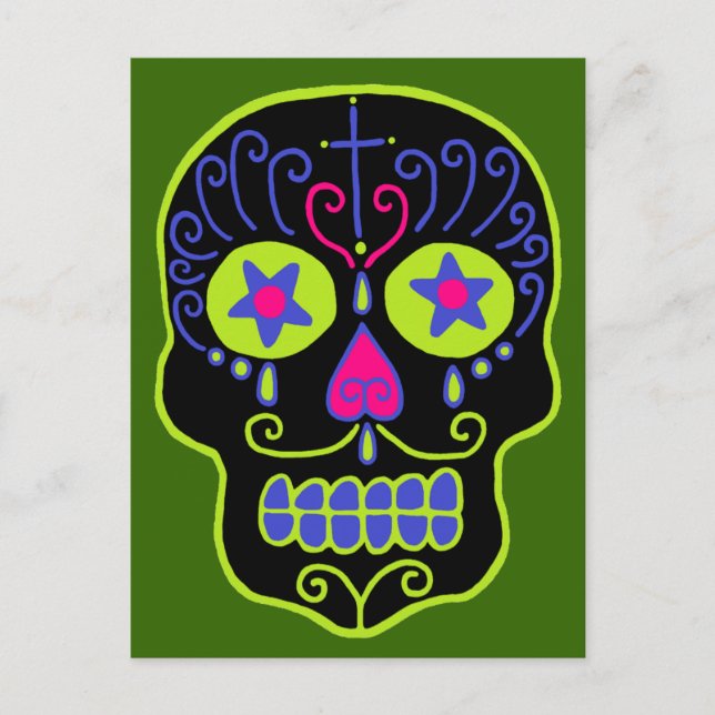 Black Sugar Skull Vykort (Framsida)