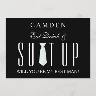 Black Suitup.. Du är min Bestman Inbjudningar