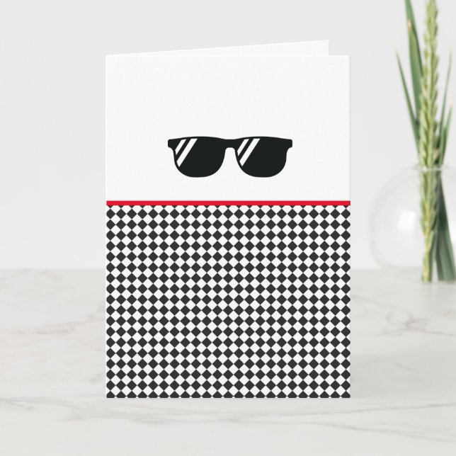 Black Sunglasses Checkerboard Anpassningsbar Sport Kort (Framsida)