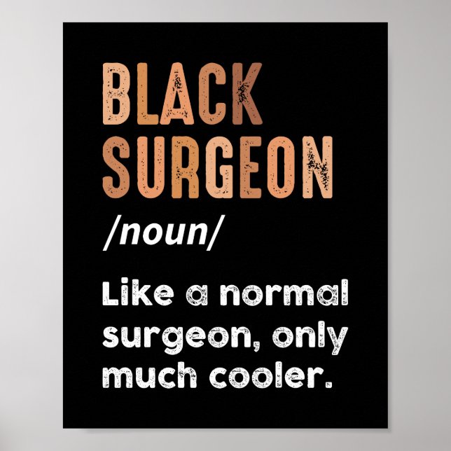 Black Surgeon Definition Funny Surgery Doktor Poster (Framsidan)